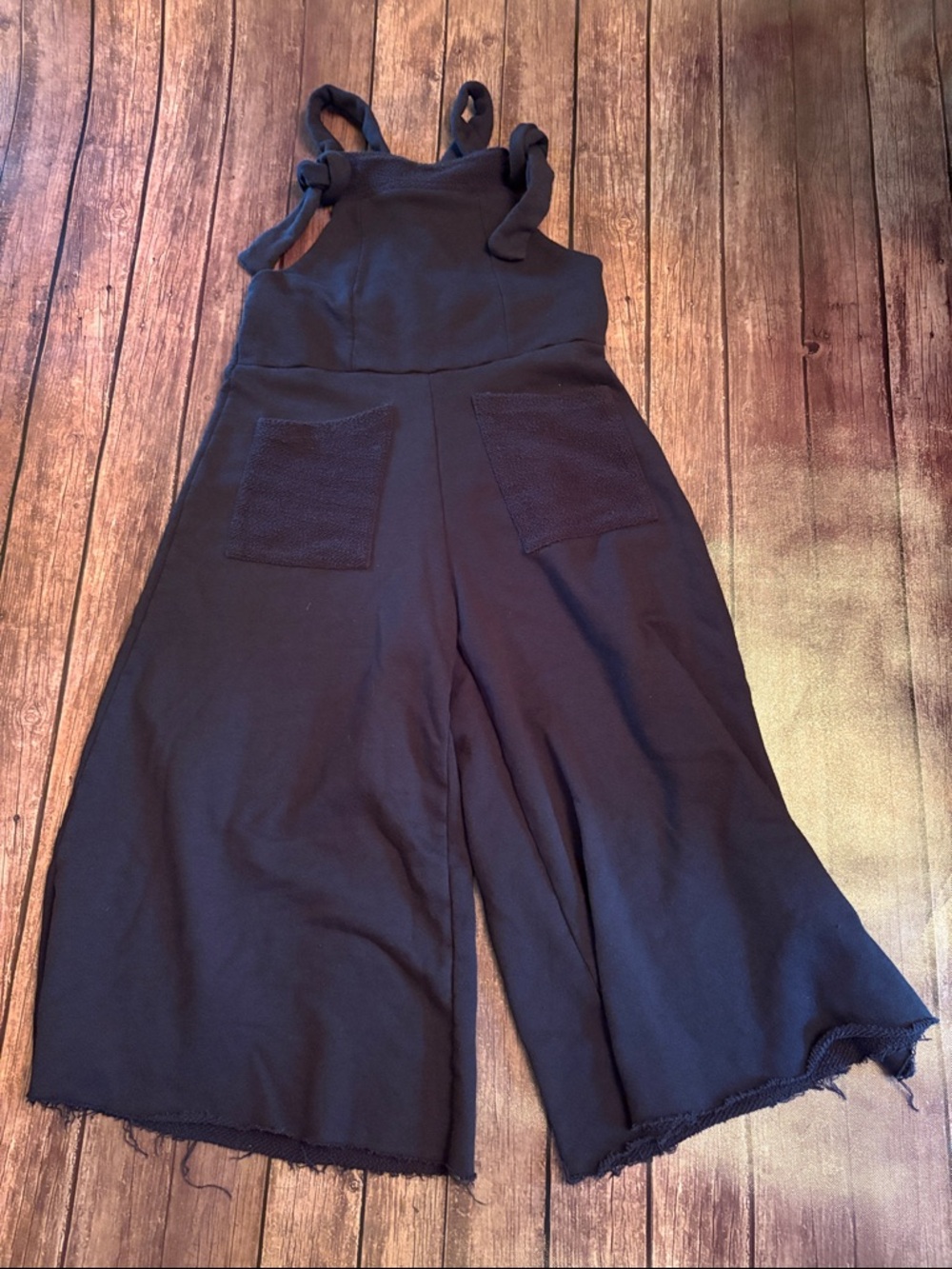 BUCKETLIST Black Knot-Shoulder Wide-Leg Jumpsuit Sz S
